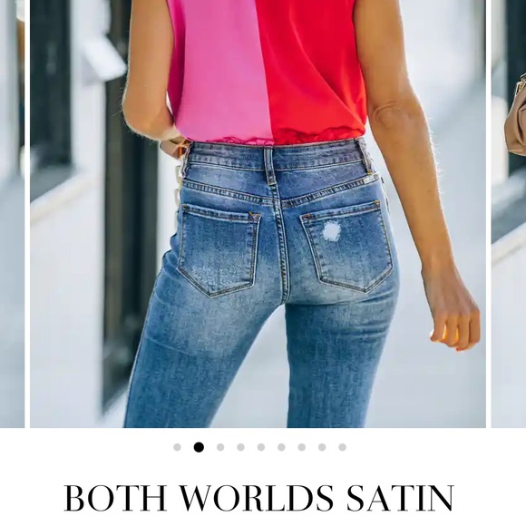 DRAPE TIE BODYSUIT - RED & FUCHSIA - Picture 5 of 6